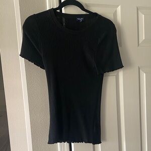 Splendid Black Ribbed Short Sleeve Tee